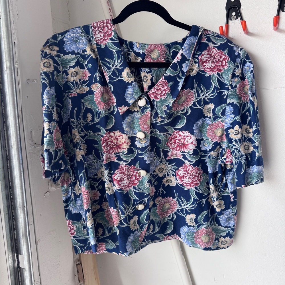 Vintage Floral Blue Women's Top